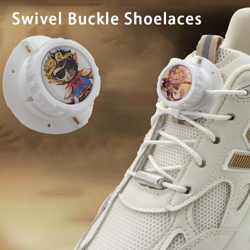 1Pair Fashion Wukong Swivel Buckle Laces Automatic Shoelaces Without Ties Sneakers No Tie Shoe Laces Kids Adult Shoelace