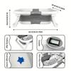 Foldable Baby Bathtub with Thermometer,Portable Travel Newborn Bathtub,with Soft Pad and Thermometer,Drainage Hole,Durable Foldable Youngsters Bathtub