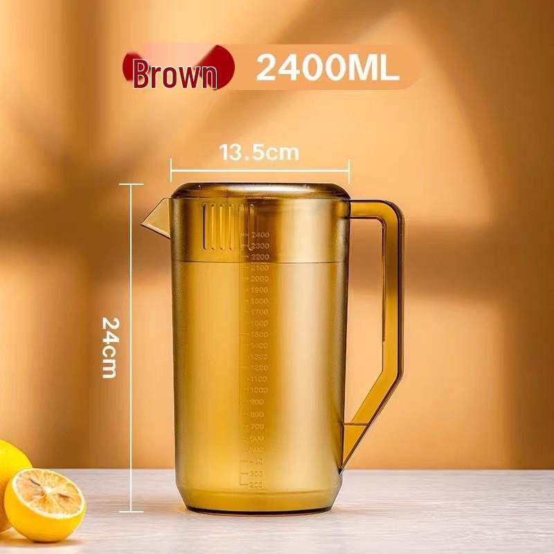 

Thickened PC Cold Water Kettle - High Temp-Resistant, Large Capacity, Brown, Transparent Scale, Ideal for Milk Tea and Brewed Tea.