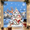 Reusable Electrostatic Window Film Xmas Tree Santa Sticker, Static Cling Snowy Elk Christmas Decals for Home Decal, Removable Waterproof PVC