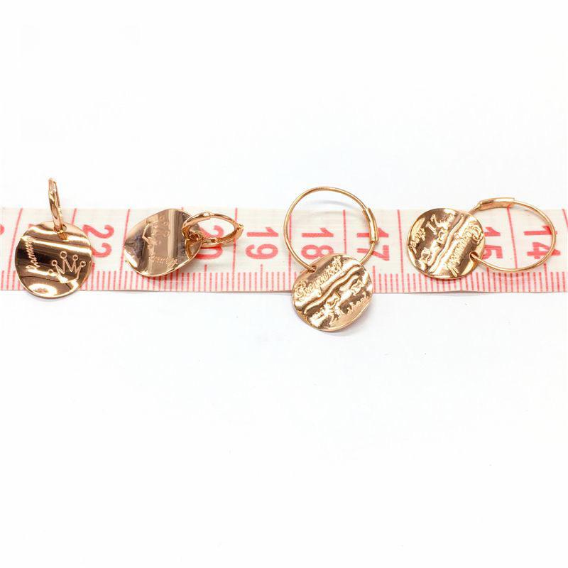Exquisite Russian 585 Purple Gold Earrings Plated With Rose Gold Light Luxury Korean Version Shiny Small Fragrant Scale Earrings