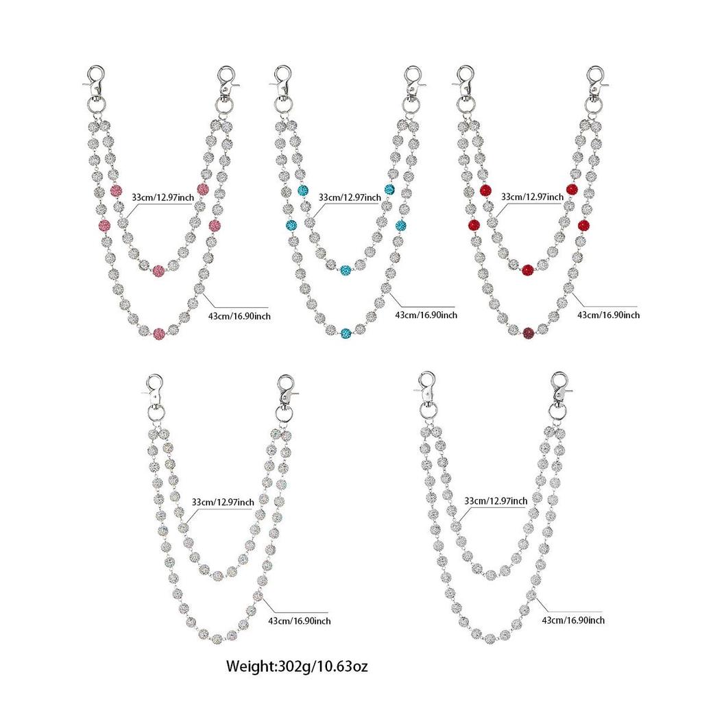 European & American Fashion Rhinestone Waist Chain - Hip Hop Punk Style Jeans Chain In Red & Black, Versatile Decorative Accessory for Women