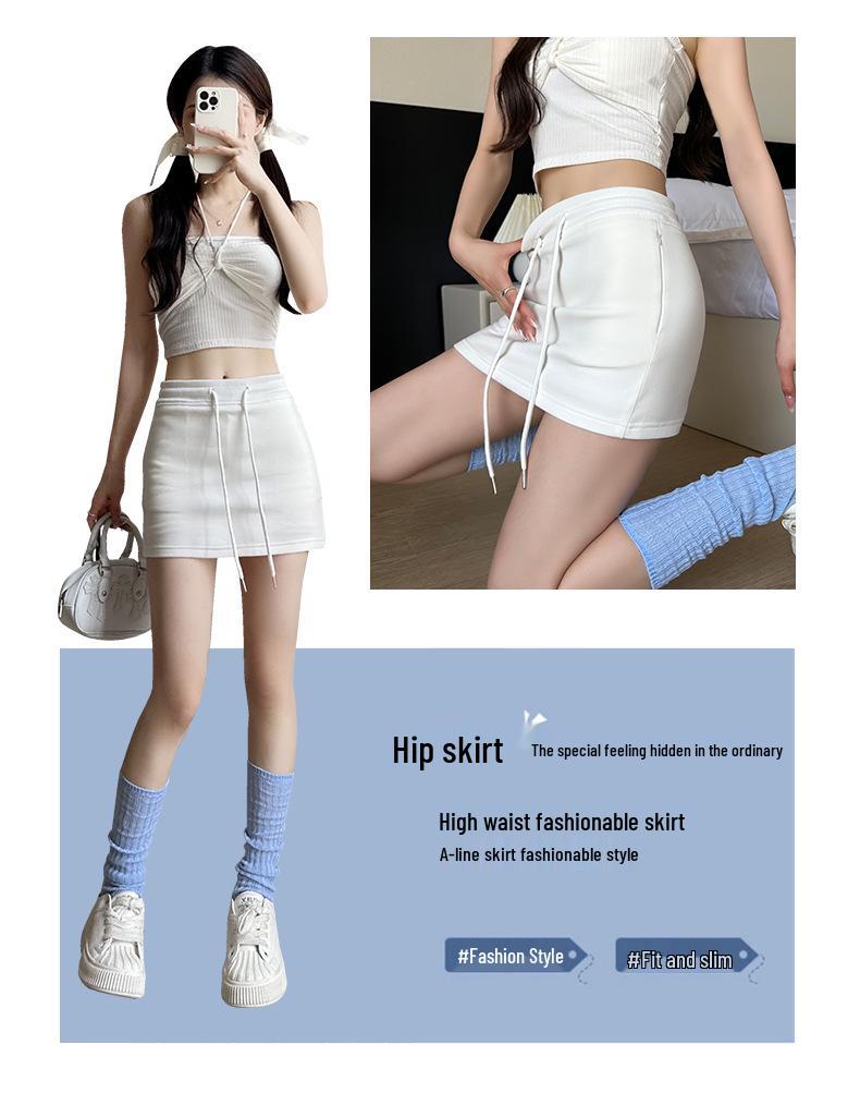 2025 Sporty A-Line Drawstring Midi Skort for Women