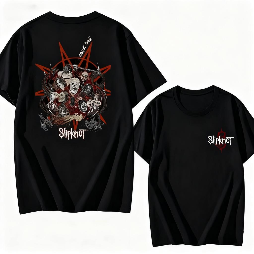 Prepare for Hell Tour Shirt Heavy Metal Cotton Tees Man Rock Band T-shirt Men's Slipknots Double Sided Print Short-sleeve Tops