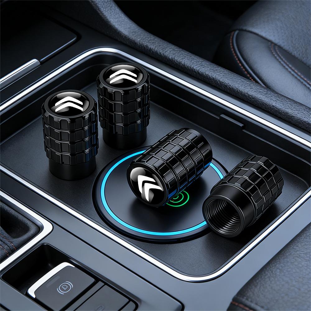 PEZN4 4pcs Aluminium Car Tire Valve Stems Caps Gear shaped Valve For Citroen C1 C2 C3 C4 C5 C6 C8 C4L DS3 DS4 DS5 VTS Auto Accessories