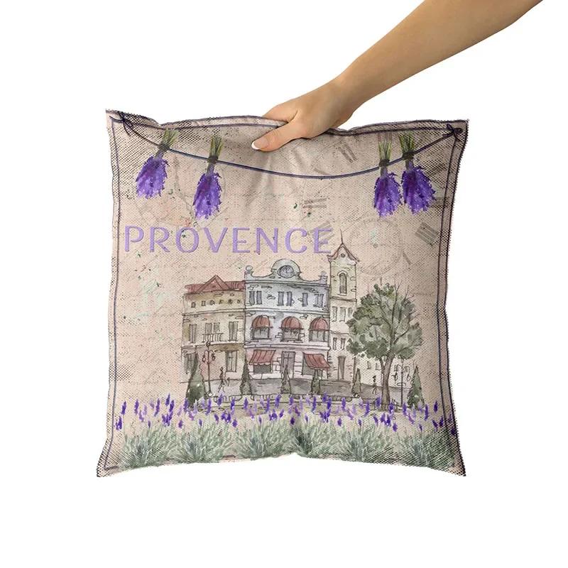 Happy Easter Day Purple Flower Pillow Case Hydrangea Lavender Rose Forest Pillowslip  Cushion Covers Sofa Living Room
