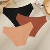 FINETOO 3PCS Women Seamless Cotton Panties Ribbed Low Rise Jacquard Underwear Elastic Comfortable Female Briefs Breathable Sexy Lingerie
