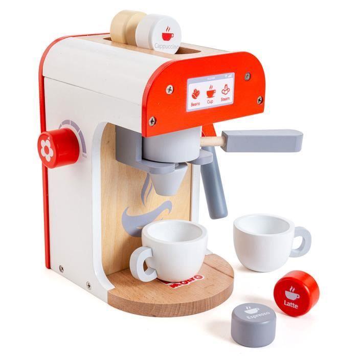 Jouet en bois - MOLTO - Machine à café Coffee Maker Molto - Capsules et deux tasses - Blanc et rouge