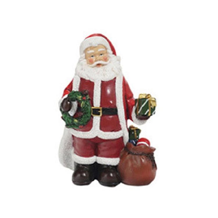 Mini Santa Claus Figurines Holding Gifts Small Resin Sculpture Home Decor