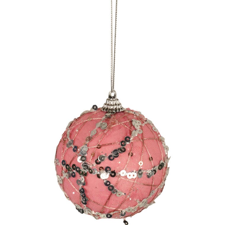Pink Styrofoam Bauble with Glitter