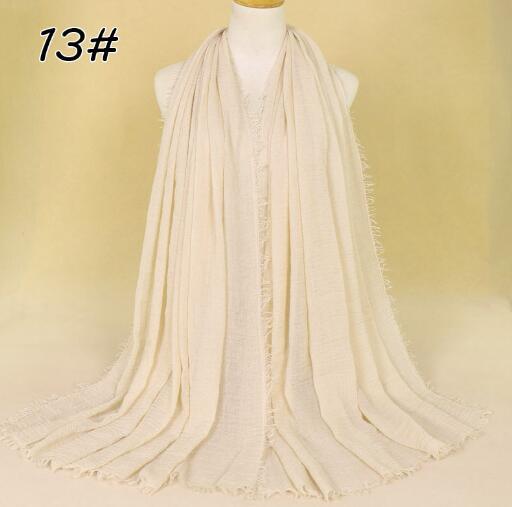 New Ethnic Oversize Muslim Crinkle Hijab Head Scarf Women Solid Bubble Cotton Shawls And Wraps Soft Big Linen Foulard Femme