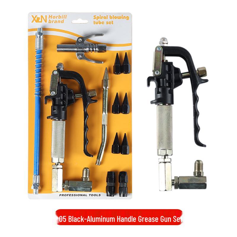 High-Pressure Pneumatic & Electric Grease Gun Set with Universal Nozzle and Oiler Accessories