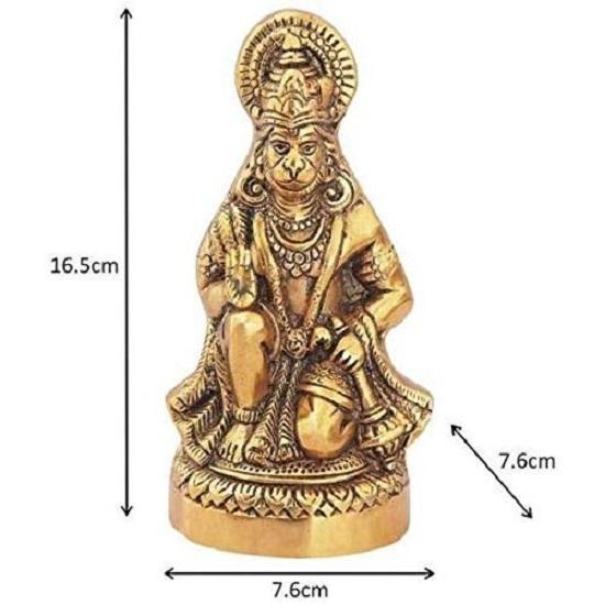 Dárky Soška Hanumána sedící v kovu Idol Hanumána Bajrangbali Murti Dárkový předmět Dekorativní výstavní kousek, Vícebarevný, 1 kus