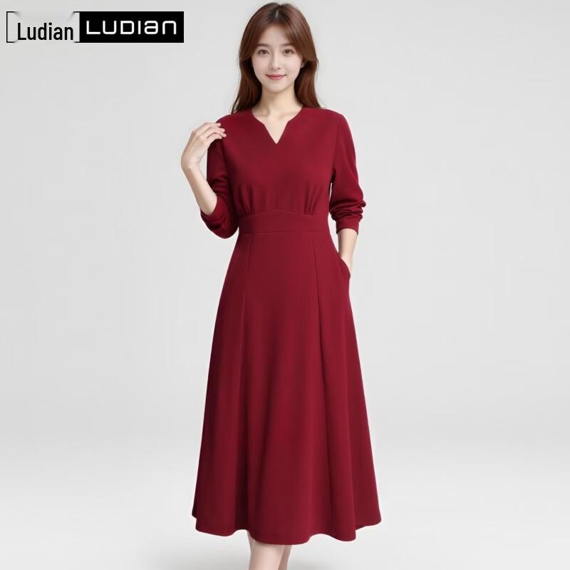 LUDIan Элегантное однотонное длинное платье с высокой талией 3XL