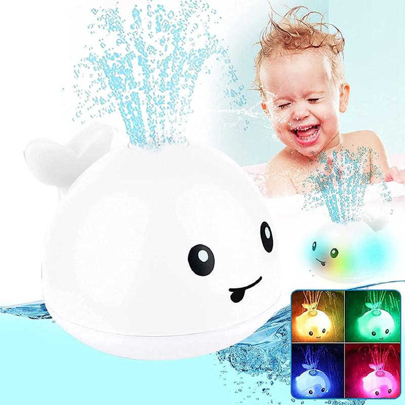 Non-Toxic Baby Light Up Bath Toys Whale Automatic Sprinkler Bathtub Toys Pool Bathroom Shower Bath Toys For Toddlers Infant Kids Children Gift