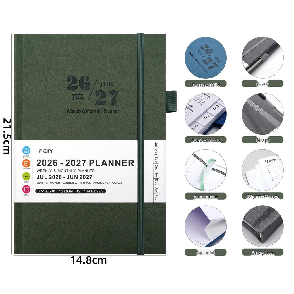 A5 English Efficiency Weekly Planner 2026-2027: Custom Logo Notebook