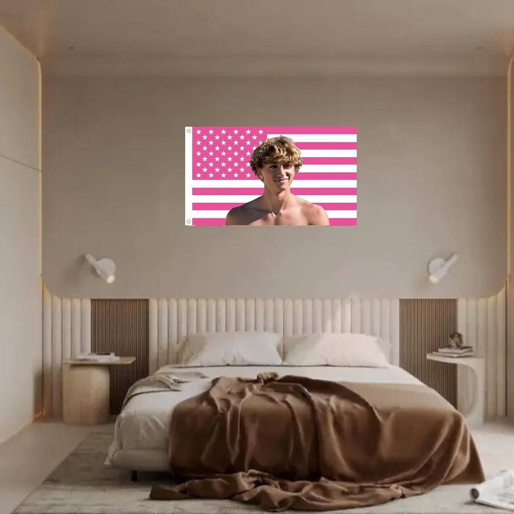 WENWELL Interesting Jeremiah N Flag Tapestry, Pink Fisher Wall Art Poster Fans Gift Merch, 3x5 Feet, Polyester with Brass Grommets