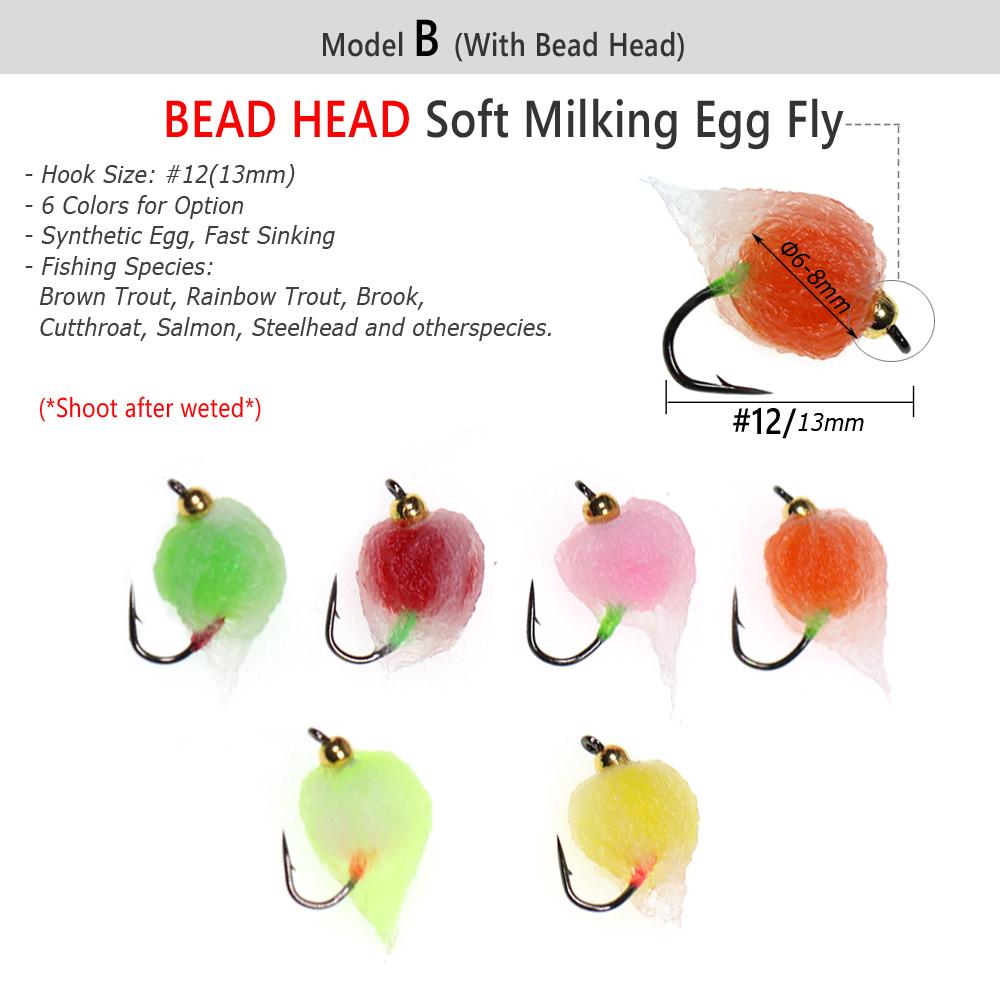 Synthetische Melk-Ei-Fliege, weicher Fischrogen, nasse Fliegen, Forelle, Lachs, Steelhead-Angeleier, Köder, Orange, Rosa, Weiß