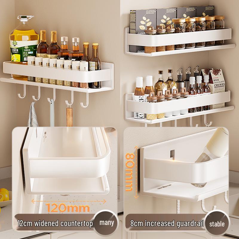 Wall-Mounted Punch-Free Kitchen Spice Rack & Shelf Organizer