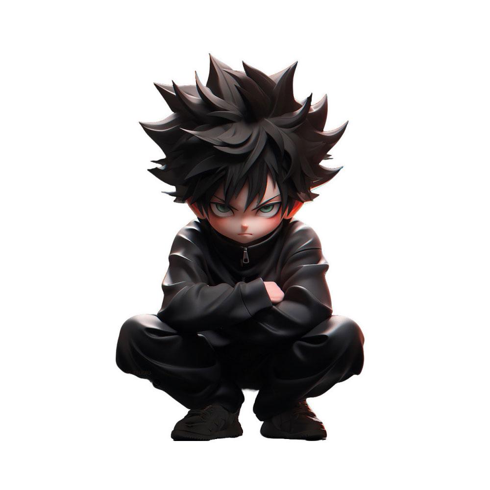 13CM Anime Jujutsu Kaisen Figure Fushiguro Megumi Q Version Squat Position Anime Model Toys Gifts Collection Decoration PVC