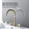 Brushed Rose Gold Basin Faucet 3PCS Knurled Handles Sink Tap Hot And Cold Deck Mounted Mixer Widespread Faucet 3 Holes Set