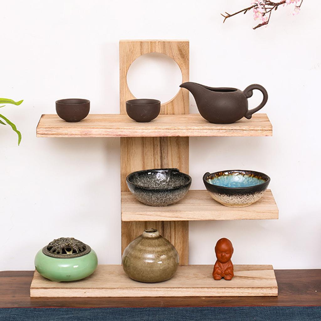 Desktop Display Shelf Space Saving Rustic Elegant Shelves Delicate Wood Floating Shelves for Small Plants Coffee Mug Rack Holder