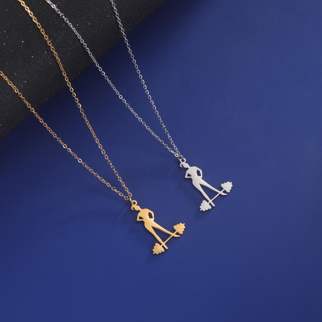 Cazador HeartBeat Dumbbell Pendant Necklaces for Women Exercise Sport Stainless Steel Jewelry Necklace Birthday Gift Wholesale