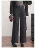 2025 Autumn/Winter Women's Slimming Stylish Wool Wide-Leg Cropped Pants