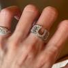Light luxury and high-end U-shaped chic horseshoe rings for women fashion silver  Willow Ding ring Couple banquet