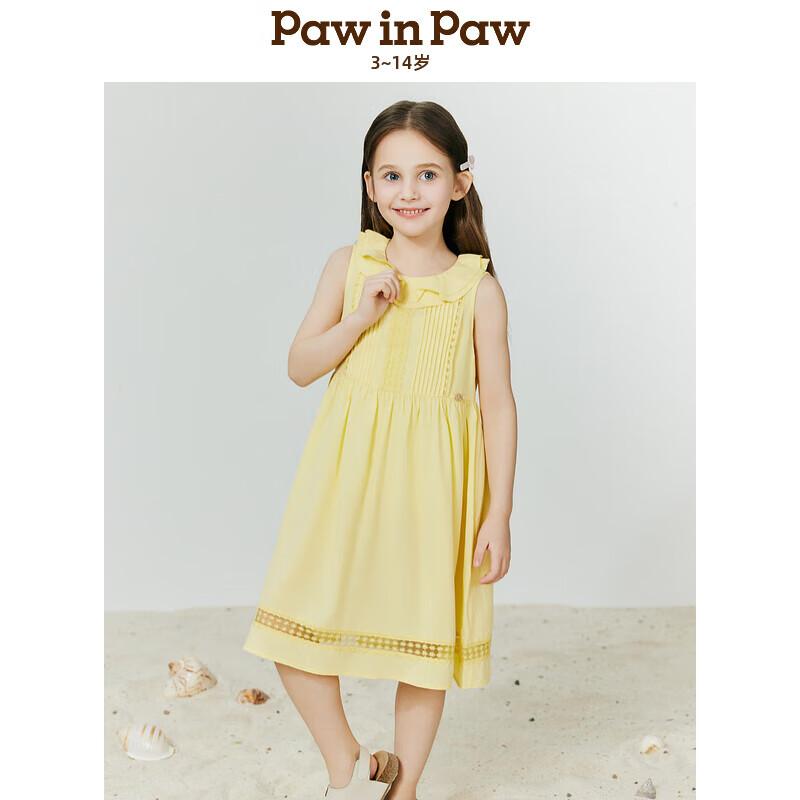 Детское платье PawinPaw для девочек, без рукавов, с принтом мишки, А-силуэта, кружевное 120