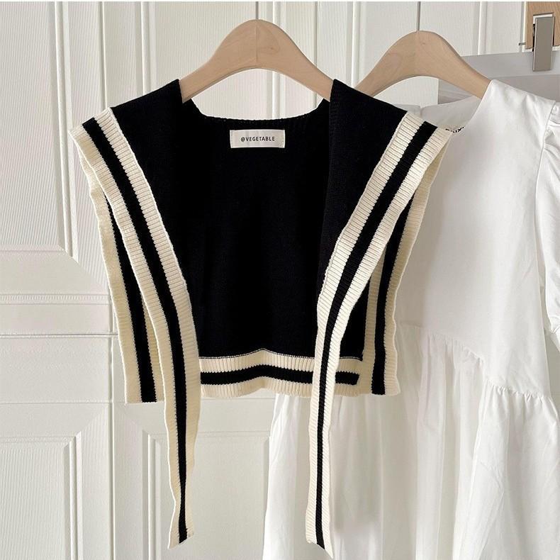 Small shawl for women in spring and summer outdoor wear office air-conditioned room neck protection striped shawl knotted scarf