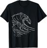Line Art Ocean Wave Abstract Minimalist Cool Novelty Gifts T-Shirt