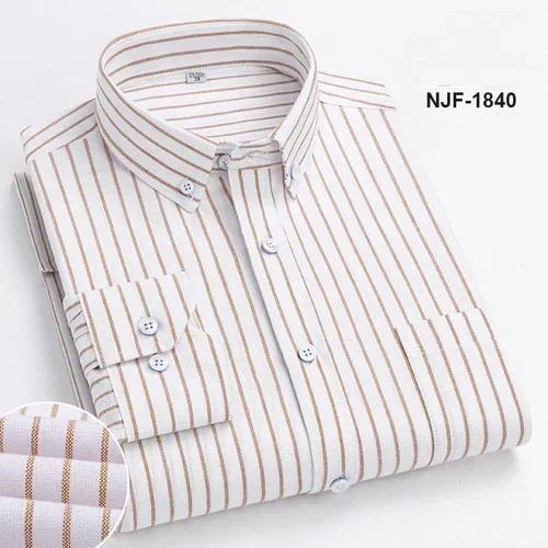Spring and Autumn Men's Pure Cotton Long Sleeved Shirts for Middle and Youth Leisure All Cotton Oxford Plaid Plus Size Shirts