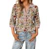Damen modisches und lässiges Sommer V-Ausschnitt Patchwork Dreiviertelarm Blumenoberteil