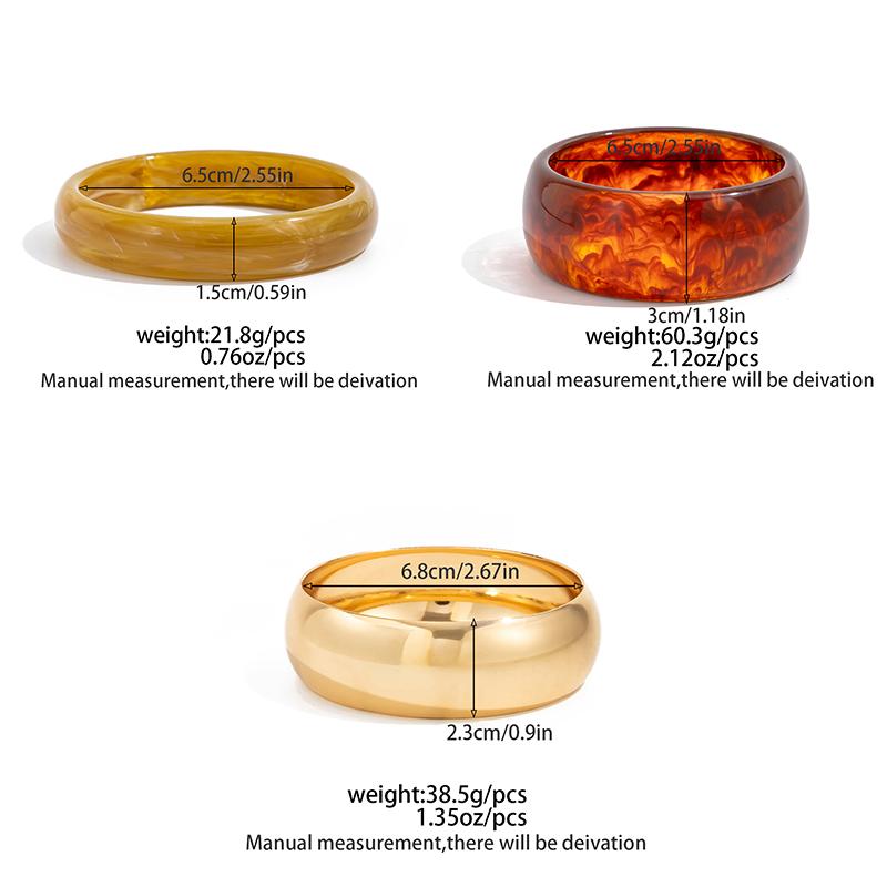 Ingemark 3 Styles Y2K Boho Resin Stack Chunky Bangles for Women New Punk Geometric Irregular Arm Bracelets Jewelry Accessories