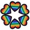 6 Pcs Rainbow Heart Patches DIY Rainbow Heart Shape Patches Decoration for Sewing Embroidery Clothing Repair
