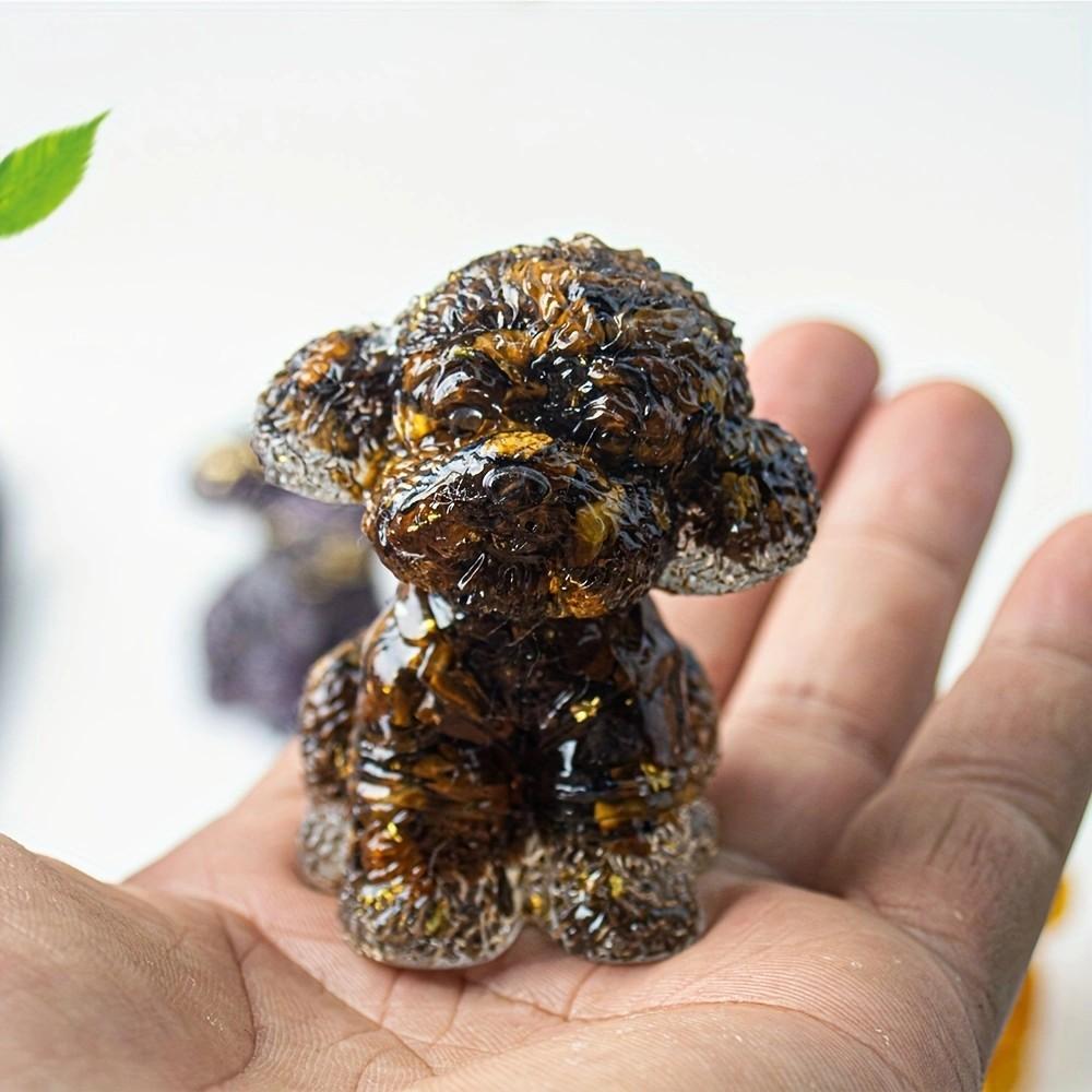 Figurine Chien Teddy Art Résine Décoration Cristal Pour Cadeau Et Décoration Intérieure