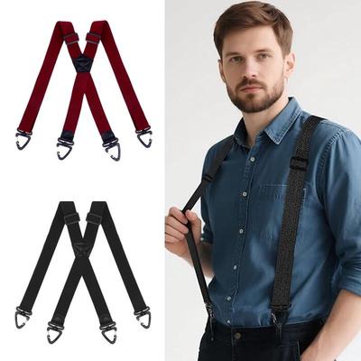 Cross-Border Men's Elastic Four-Hook Suspenders – Business Style