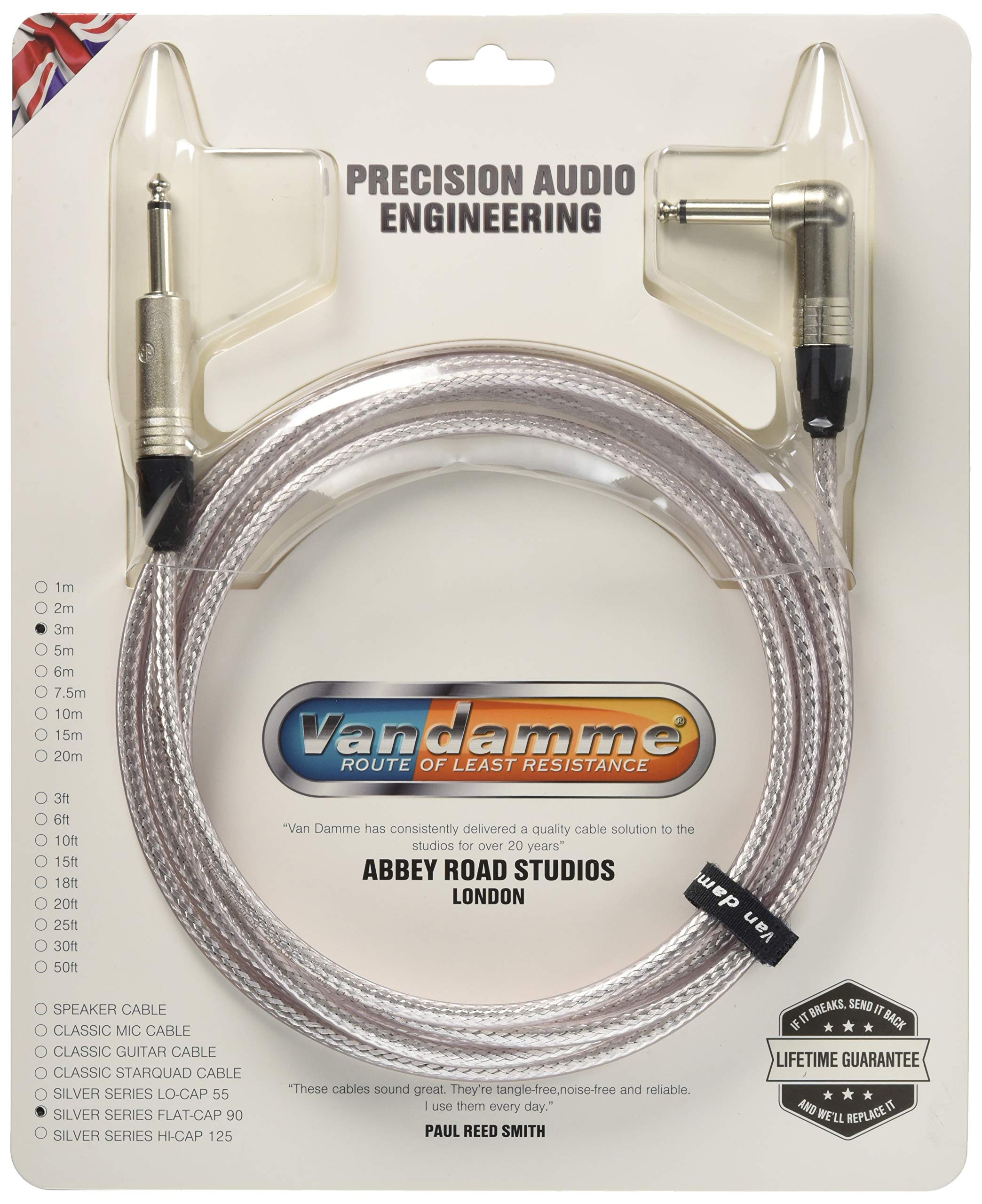 

Van Damme Silver Series Flat-Cap 90 Instrument Cable, 3m, One-Ended Right-Angled Plug [Officially Imported in Japan]