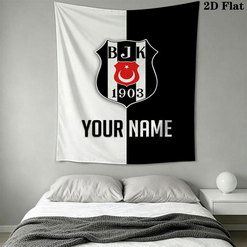 Custom Beşiktaş J.K Wall Hanging Printed Fabric Blanket Decorative Tapestries for Bedroom Living Room Home Decor