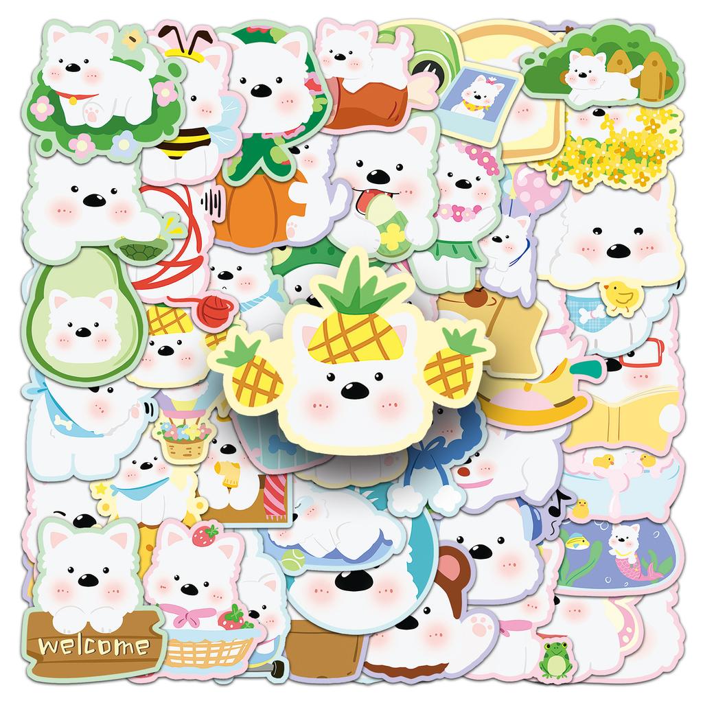 50 West Highland Cartoon Stickers Cute Hand-painted Dog Decorative Water Cup Suitcase Gulle Stickers