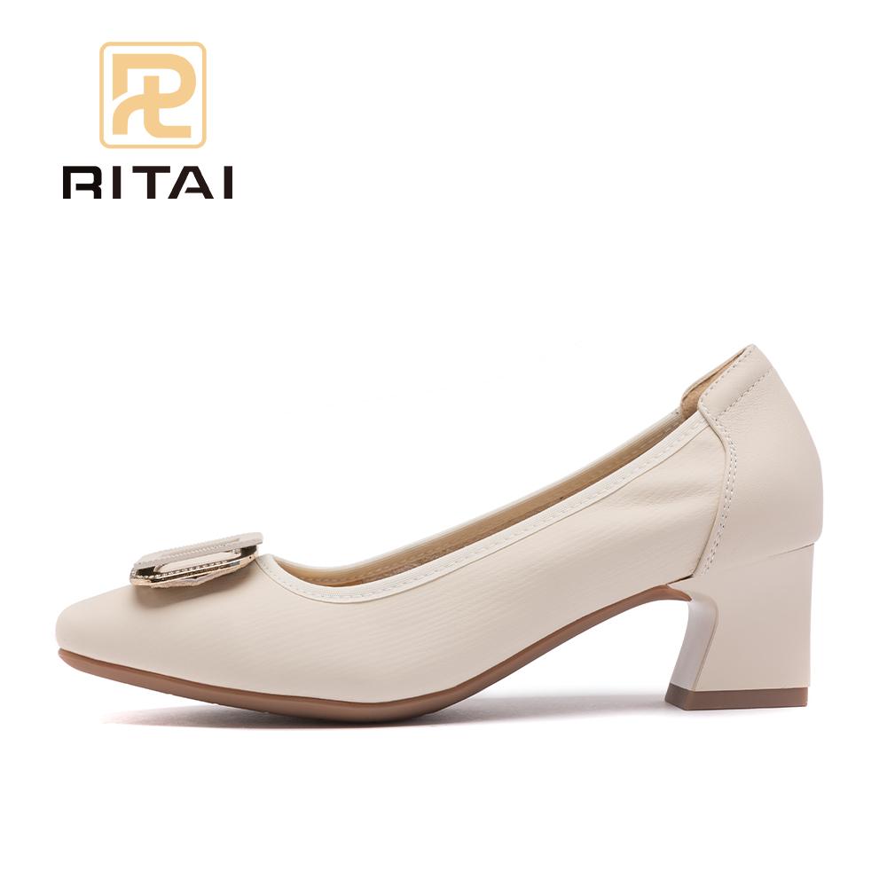Genuine Leather Women High Heels Round Toe Slip-On Height Increasing Shoes Fashion Comfortable Casual Shoes