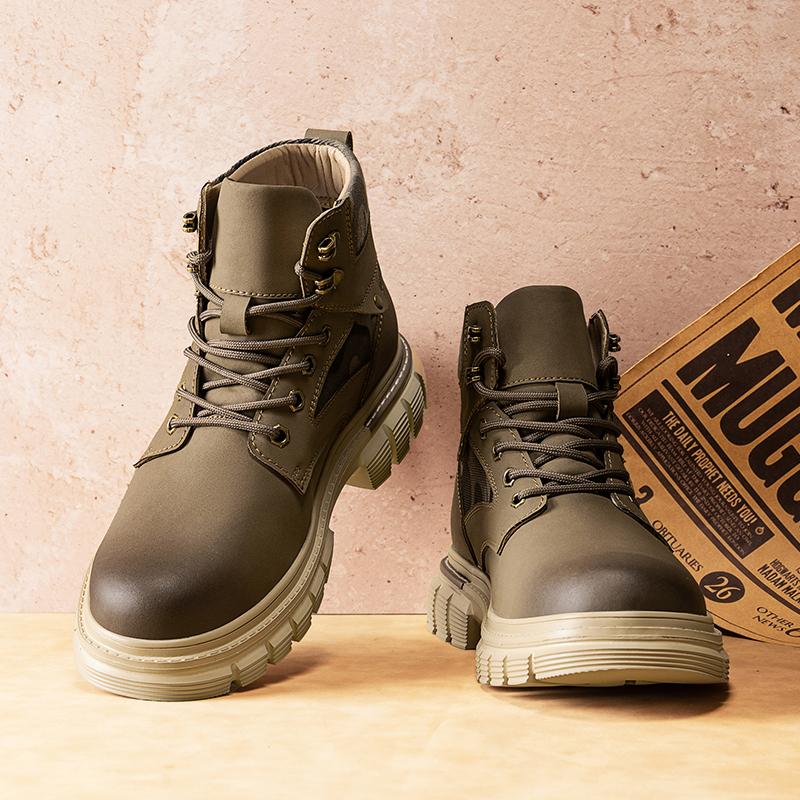 Fashion Leather Men's Fashionable Ankle Boots Autumn Winter Male Low Top Sneakers Versatile Motorcycle Boots New High Top Walking Botas