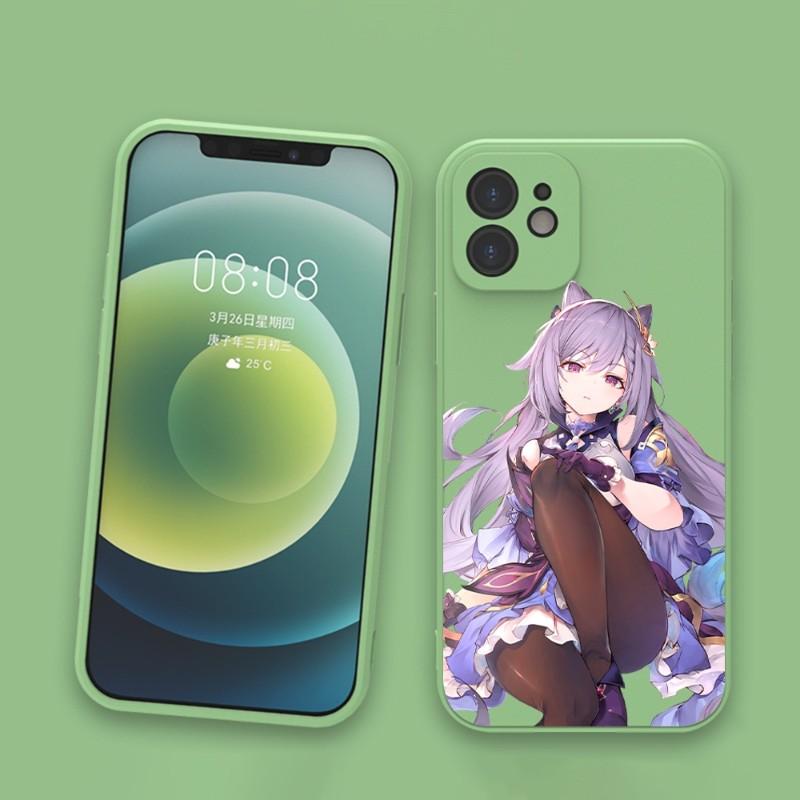 Genshin Impact Keqing Phone Case For IPhone 14 11 12 13 Pro Max X XR XSMax 6 6S 7 8 Plus SE 2022 Soft Square Color Phone Cover