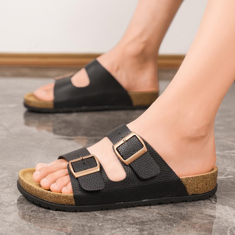 Fashion New Flat Slippers Men's Slippers Luxury Indoor Bottom Non Slip Cork Slippers Male Beach Outdoor Home Flip Flops Sandals