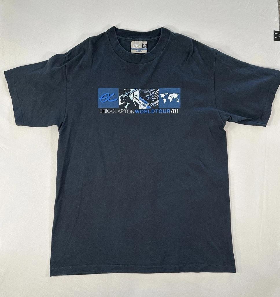 Vintage Single Stitch Faded Distressed Navy Eric Clapton 01 World Tour Band Tee