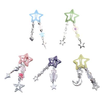 Pince à Cheveux Étoile à Cinq Branches Couleur Douce Cool Filigrane Métal Pinces pour Frange Simple Mode Enfants Filles Coiffure