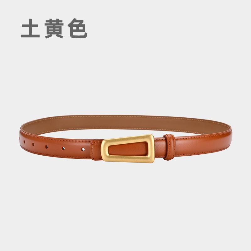 Belt Ladies Leather Belt Girls Retro Cowhide Lazy Belt Women'S Decorative Outer