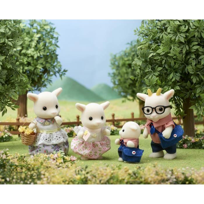 Figurines miniatures - sylvanian families - la famille chèvre - 4 personnages articulés et habillés avec soin
