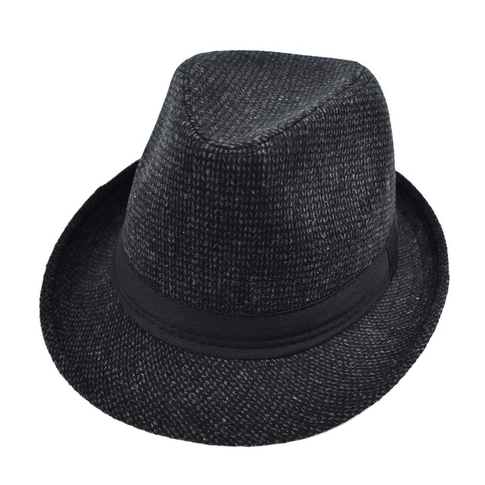 British Winter Wool Plaid Top Hat Mid- aged Men's Jazz Hat Sunshade Hat Large Warm Brim Wedding Party Bucket Fedoras Hat Cap